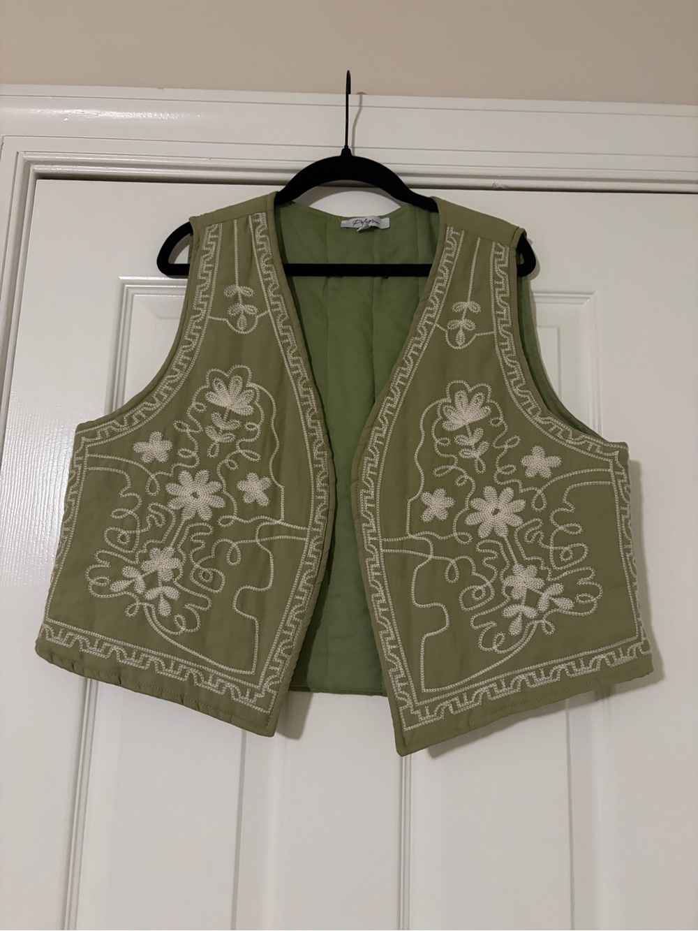 Polagram Olive Green Embroidered Women's Tunic Vest